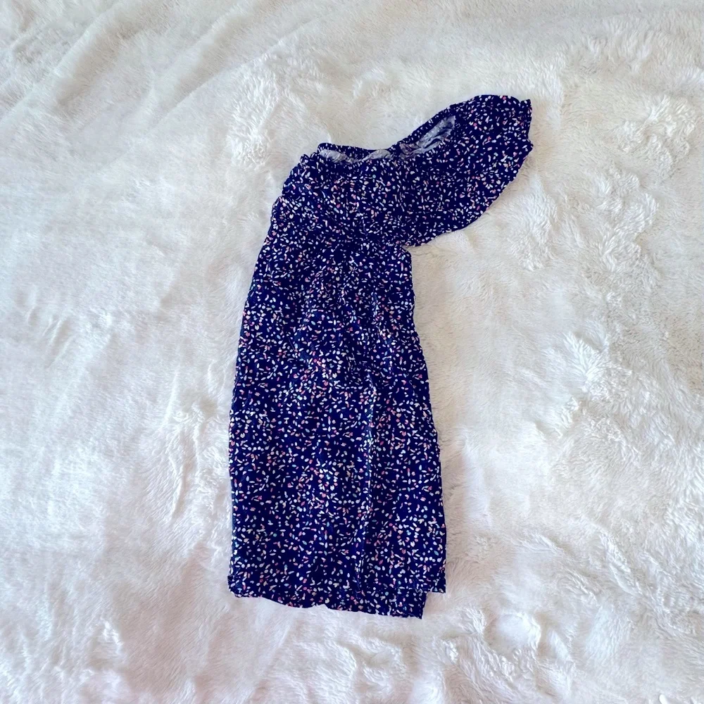 GAP Girls Flutter Sleeve Ruffled Blouse, blue with multicolor dots,10G,L,140cm